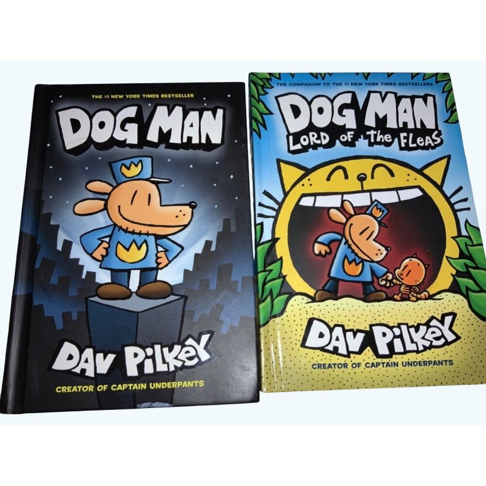 Dog Man Hardcover Books By Dav Pilkey Lot Of 2 Graphic Novels For Kids Ages 7-10
